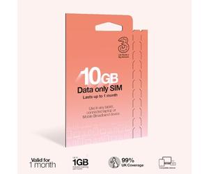 Trois Cartes SIM Haut débit Mobiles PAYG, préchargées avec 10 Go de données Qui durent jusqu'à 1 Mois