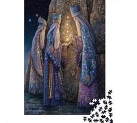 Trois chamans Devant Un Ancien Mur de Peinture rupestre la nuitPuzzles 1000 Pièces pour Adultes, Jeux Éducatifs