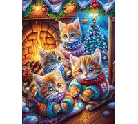 Trois Chatons au Coin du feu Cosy 500 Pièces Puzzle Adolescent en Carton Anti-Déchirure Difficulté Moyenne Activité Éducative Jeu De Société Cadeau Anniversaire Pas Cher 500 PCS