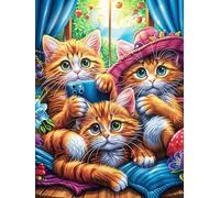 Trois Chatons dans la pièce Cosy 300 Pièces Puzzle Adolescent en Carton Rigide Difficulté Moyenne Activité Éducative Voyage Déplacement Cadeau Anniversaire Petit Prix 300 PCS
