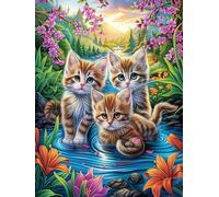 Trois Chatons dans Le Jardin enneigé 1000 Pièces Puzzle Collectionneur en Carton Rigide sans Déformation Mythes Animal Plante Très Difficile Motif Complexe Décoration Murale Qualité Premium 1000