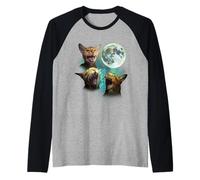 Trois Chats abyssins hurlent à la Lune 3 Loups Parodie drôle Manche Raglan