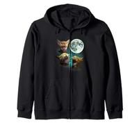 Trois Chats abyssins hurlent à la Lune 3 Loups Parodie drôle Sweat à Capuche