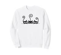 Trois Chats Noirs Mignons Trio Amoureux des Chats Femmes Hommes Jeunes Sweatshirt