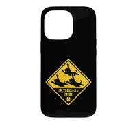 Trois Chats Noirs Volant sur Une Plaque de Rue du Japon Drôle Coque pour iPhone 13 Pro