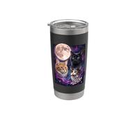 Trois chats pleine lune espace galaxie graphique Gobelet isotherme en acier inoxydable double paroi