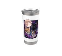 Trois chats pleine lune espace galaxie graphique Gobelet isotherme en acier inoxydable double paroi