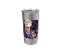 Trois chats pleine lune espace galaxie graphique Gobelet isotherme en acier inoxydable double paroi