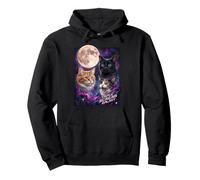 Trois Chats Pleine Lune Espace Galaxie Graphique Sweat à Capuche