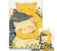 Trois Chats se câlinant dans des Fleurs Puzzle de 1000 pièces pour Adolescents Stimule la mémoire Détente et Amusement garantis Design Original Assemblage Surprise chaleureuse 50x75cm