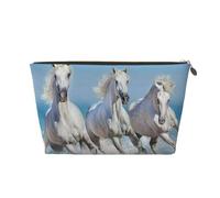 Trois Chevaux Blancs, Trousse de Maquillage Trousse à cosmétiques Trousse de Toilette de Voyage Portable Pochette de Toilette