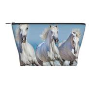 Trois Chevaux Blancs, Trousse de Toilette Trousse de Maquillage Sac à cosmétiques Trousse de Toilette de Voyage Portable