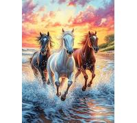 Trois Chevaux Courant sur la Plage Puzzle 1000 Pièces pour Adultes Educa Challenge Extrême Qualité Supérieure Divertissement Créatif Décoration Murale 1000 PCS