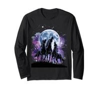 Trois Chevaux Moon Horse Lover 3 Chevaux Hurlant à la Lune Manche Longue