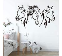 Trois chevaux stickers muraux tête de cheval art sticker mural vinyle autocollants 56 * 94 cm adapté au mur, porte, fenêtre, verre, décoration de voiture