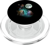 Trois Chihuahuas à Cheveux Longs hurlent à la Lune 3 Loups Parodie PopSockets PopGrip pour MagSafe