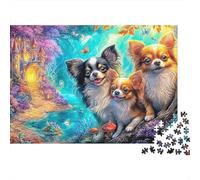Trois Chihuahuas par Un château Magique Puzzle De 1000 Pièces Chien Mignon Parfait pour Les Soirées De Puzzle en Famille, Adultes Et Enfants 70x50cm/1000pcs