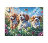Trois Chiots 500 Pièces Puzzle Amateur d'art en Carton Anti-Déchirure Haute Qualité Difficile Niveau Expert Décoration Murale Idée Cadeau Anniversaire 500 PCS/52×38cm