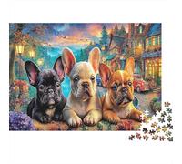 Trois Chiots de Bulldog français sur Le canapé Thousand Pieces Jigsaw Puzzle Pet Whole Family Cadeau D’Anniversaire Évasion Quotidienne Décoration De Salon Jeu Stimulant 52x38cm/1000pcs