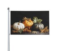 Trois citrouilles et feuilles drapeaux vintage d'automne pour maison de cour, 9,6 x 1,5 m, bannière de vœux avec œillets, décoration d'intérieur ou d'extérieur