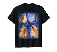 Trois cochons d'Inde Lune Weird 3 cochons d'Inde Hurlant Meme T-Shirt Graphique avec Valeur, Homme, Noir, S