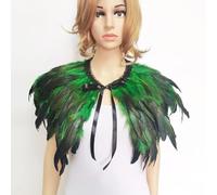 Trois couches plume haussement d'épaules châle plume épaule Wrap Cape veste plume Costume Halloween Rave fête tournage accessoires-vert