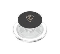 Trois cœurs à l'intérieur Grand Cœur Esthétique Beige Anthracite PopSockets PopGrip pour MagSafe