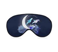 Trois dauphins dans le masque pour les yeux de sommeil au clair de lune Couverture de sommeil douce Couverture de masque de sommeil avec les yeux bandés pour le voyage du sommeil