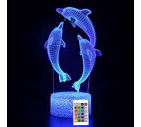 |Trois dauphins﹍motif|16 Gradient de couleurs, Contrôle tactile, Ambiance onirique - Veilleuse 3D pour garçons et filles, avec technologie LED