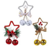 Trois décorations festives en forme d'étoile avec boucles de suspension pour sapin de Noël et porte (mélange de couleurs)