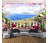 Trois Dimensions Balcon Montagnes Lacs Paysage Papier Peint 3D Installation Facile Intissé Tapisserie Bureau Salon Canapé Chambre Décoration Murale-200cm×140cm