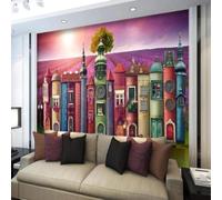 Trois Dimensions Chaud Beau Étude Livres Lavande Papier Peint 3D Installation Facile Intissé Tapisserie Bureau Salon Canapé Chambre Décoration Murale-150cm×105cm