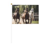 Trois drapeaux à double face en forme de cheval qui courent et mini drapeaux à bâton, adaptés pour la décoration de fête et les activités d'équipe
