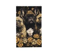Trois drapeaux de bouledogues français de 0,9 x 1,5 m, double face, avec œillets en laiton, bannière de bienvenue saisonnière pour cour, porche, pelouse