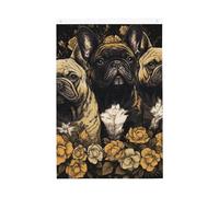 Trois drapeaux de bouledogues français de 6,1 x 91,4 cm - Double face - Avec œillets en laiton - Bannière de bienvenue saisonnière - Décoration de fond photo pour cour, porche, pelouse