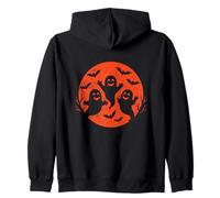 Trois fantômes et Chauves-Souris Halloween Moon Sweat à Capuche