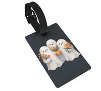 Trois fantômes souriants tenant des fleurs étiquettes à bagages étiquettes nom étiquette étiquette étiquette valise, idéal pour voyage croisière, sac à dos