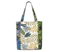 Trois feuilles tropicales，Sacs d'épicerie réutilisables, sacs fourre-tout de grande capacité, sac à bandoulière en toile