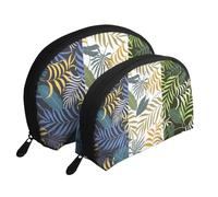 Trois Feuilles Tropicales, Trousse de Maquillage Coquille Femme Petit Porte-Monnaie Trousse de Toilette Trousse à cosmétiques 2 pièces