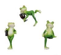 Trois figurines grenouilles en résine pour jardin, jardinières et aquariums avec détails et matériaux réalistes