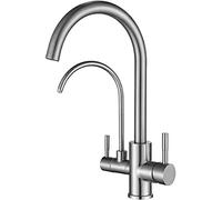 Trois Fonctions avec Sortie d'eau Propre Évier de Cuisine brossé Plat en Acier Inoxydable 304 Robinet en Acier Inoxydable Chaud et Froid l'eau en nid d'abeille rotative Peut être utilisée