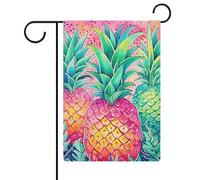 Trois grands drapeaux de jardin ananas 30,5 x 45,7 cm double face drapeau extérieur drapeau d'été drapeau floral bienvenue drapeaux de jardin saisonniers décorations de vacances