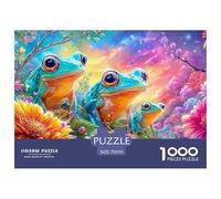 Trois Grenouilles Parmi Les Fleurs dans Une forêt vibrante Puzzle De 1000 Pièces Grenouille rêve Cadeau Parfait pour Garçons, Filles, Hommes Et Femmes 70x50cm/1000pcs