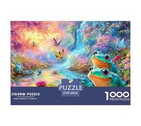 Trois Grenouilles sur Lily Pad par Cascade et Oiseaux Puzzle De 1000 Pièces Grenouille rêve Jeu De Formation Mentale pour Adultes Et Enfants 38x26cm/1000pcs