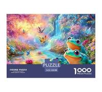 Trois Grenouilles sur Lily Pad par Cascade et Oiseaux Puzzle De 1000 Pièces Grenouille rêve Parfait pour Le Lien Familial, Adultes Et Enfants 52x38cm/1000pcs