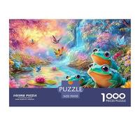 Trois Grenouilles sur Lily Pad par Cascade et Oiseaux Puzzle De 1000 Pièces Grenouille rêve Qualité Premium, Excellent Jeu pour Adultes Et Enfants 70x50cm/1000pcs