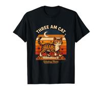 Trois Heures de Travail AM Cat Night Owl T-Shirt Graphique avec Valeur