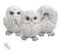 Nemesis Now – Figurine – Trois Hiboux de la Sagesse – 8 cm – Blanc