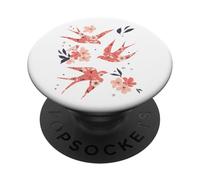 Trois Hirondelles japonaises Cerisier Fleur Sakura Oiseaux PopSockets PopGrip Adhésif