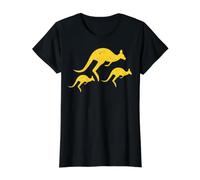 Trois icônes de Kangourou Jaune Vieilli T-Shirt Graphique avec Valeur